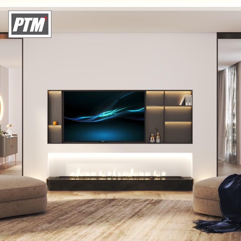 Hình ảnh hốc âm tường inox ứng dụng cho phòng khách